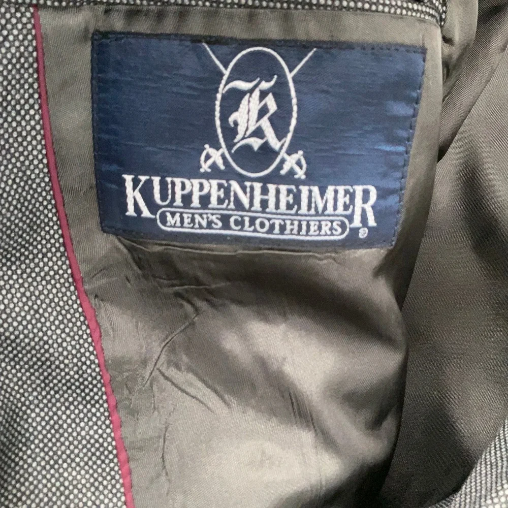 Kuppenheimer Blazer Men‎ 40 Gray White Birdseye Double Breasted Jacket Classic